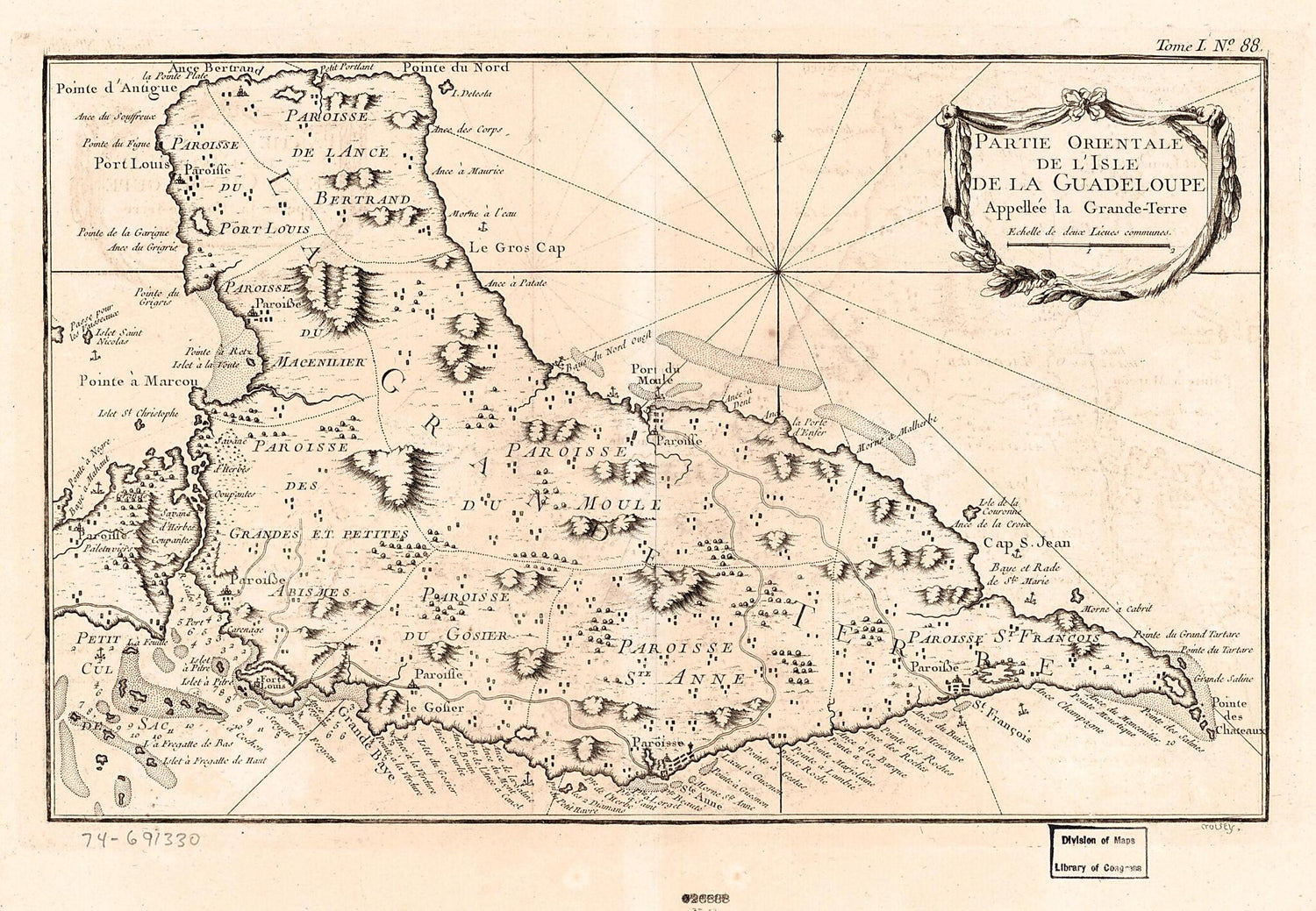 This old map of Terre from 1764 was created by Jacques Nicolas] [Bellin, P. Croisey in 1764
