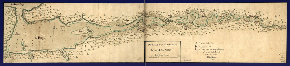 This old map of Plan of the River of Annapolis Royal In Nova Scotia from 1757 was created by  in 1757