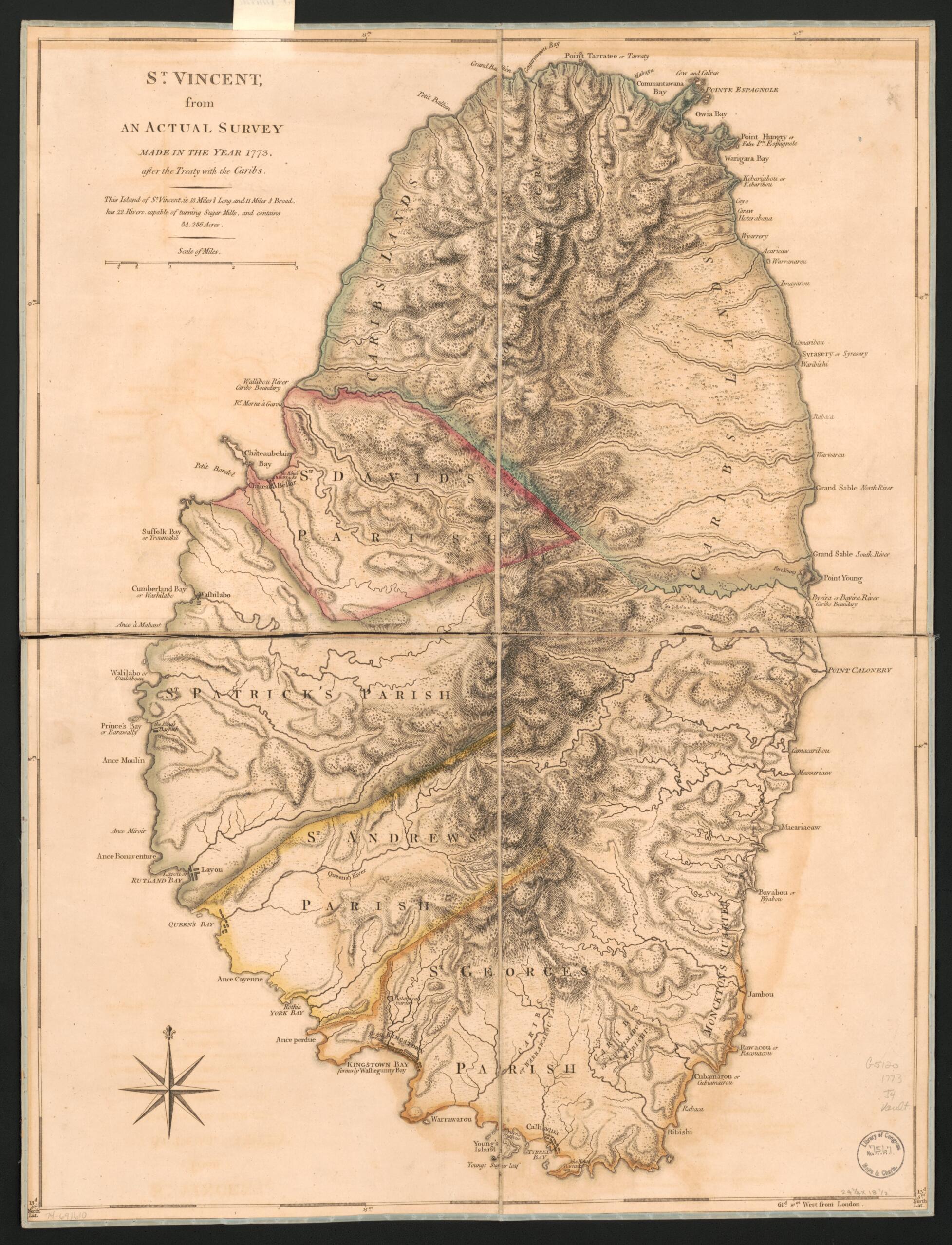 St. Vincent, from an Actual Survey Made In the Year 1773. After the Treaty With the Caribs by Relic Map Company