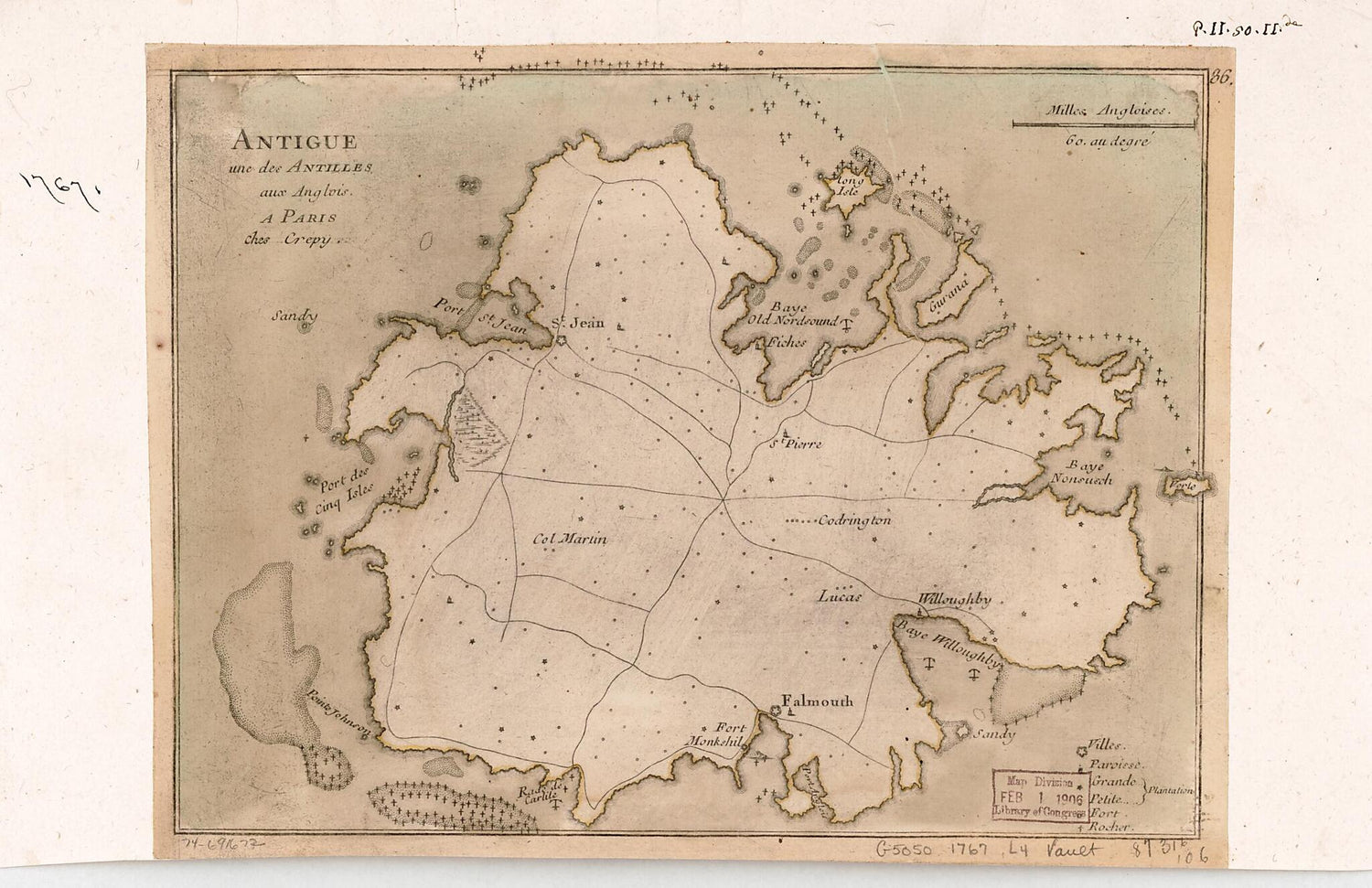 Antigue Une Des Antilles Aux Anglois 1767 by Relic Map Company