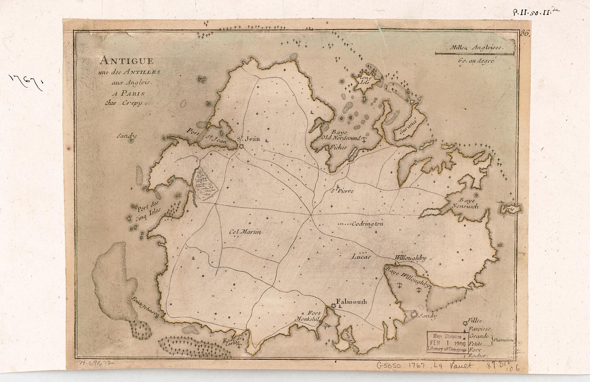 Antigue Une Des Antilles Aux Anglois 1767 by Relic Map Company