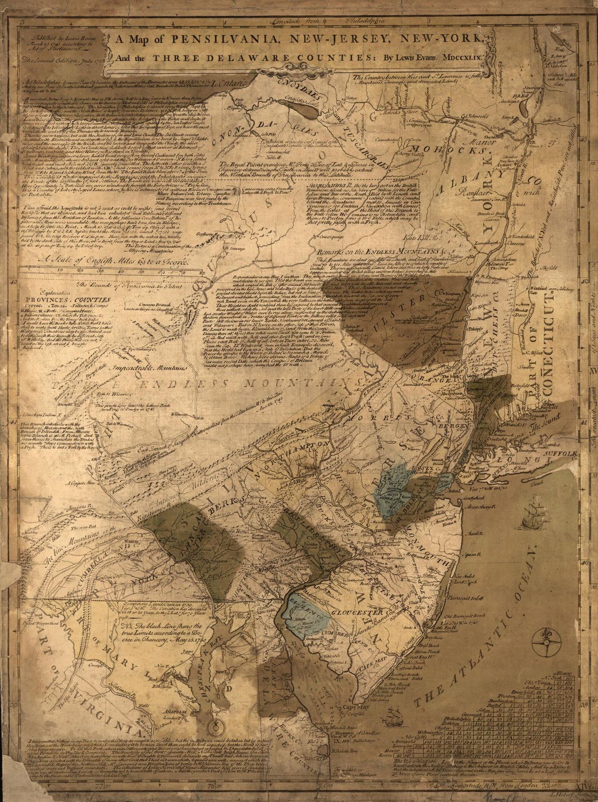 Jersey, New-York, and the Three Delaware Counties 1752 by Relic Map Company