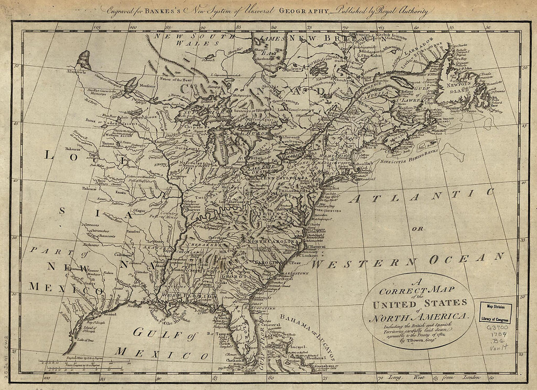 This old map of A Correct Map of the United States of North America; Including the British and Spanish Territories, Carefully Laid Down Agreeable to the Treaty of 1784 from 1780 was created by Thomas Bowen in 1780