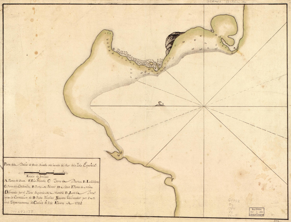 This old map of Plano De La Bahía De Ocoa Situado En La Banda Del Sur De La Ysla Española from 1784 was created by Juan De Vera in 1784
