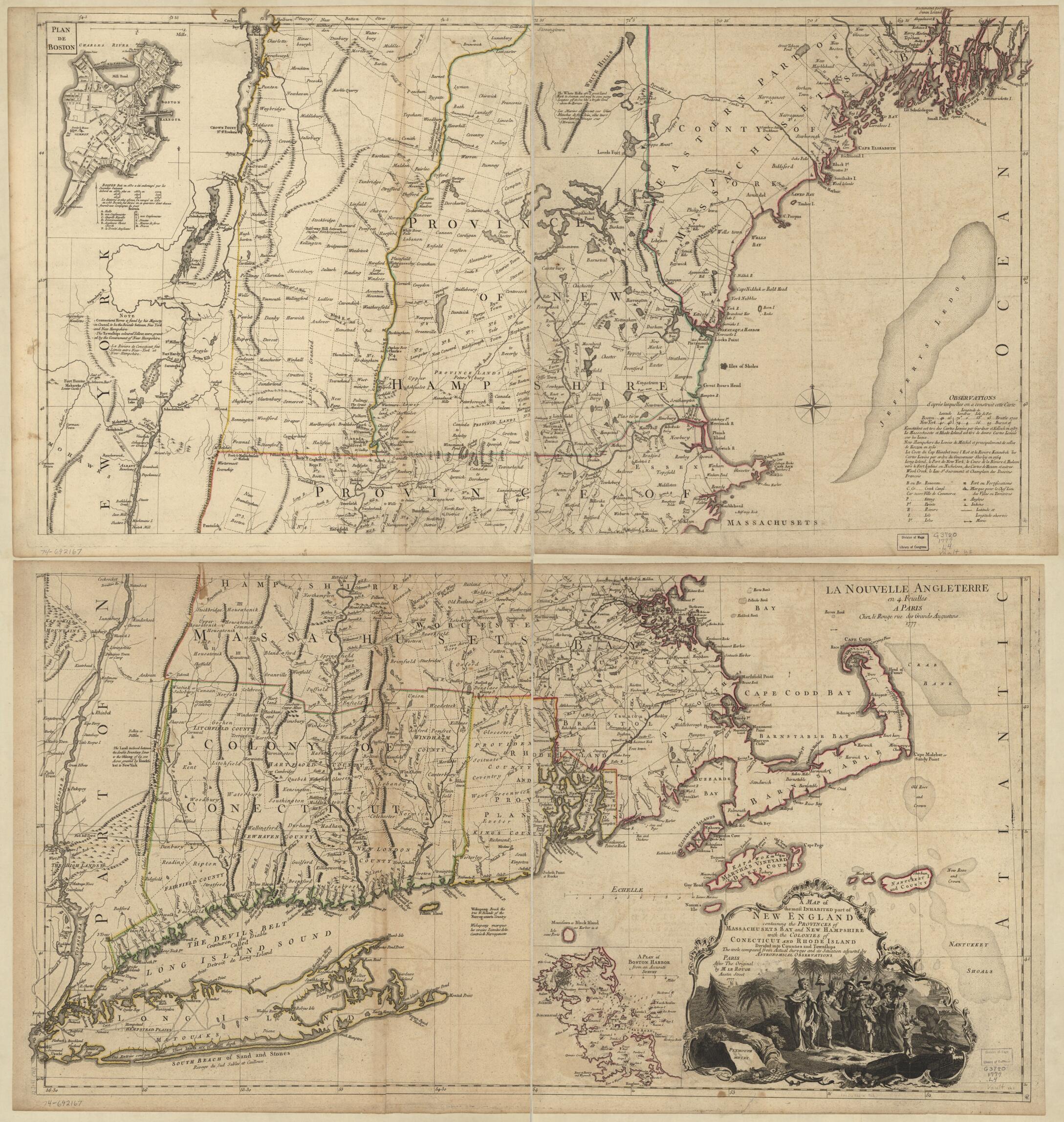 A Map of the Most Inhabited Part of New England, Containing the Provinces of Massachusets Bay and New Hampshire With the Colonies of Conecticut and Rhode Island Divided Into Counties and Townships, the Whole Composed From Actual Surveys and Its Situat... by Relic Map Company