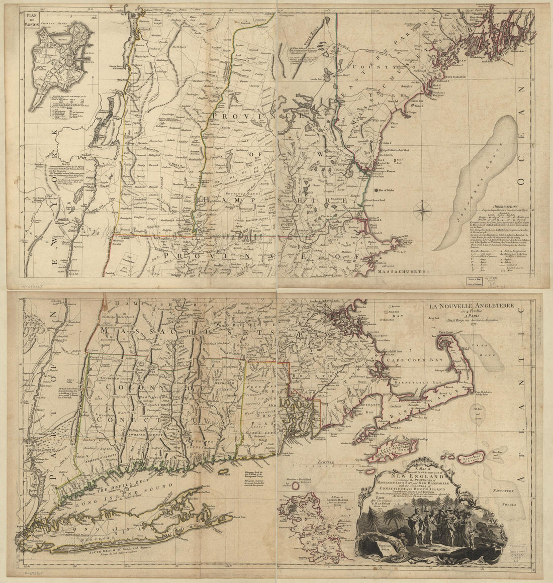 This old map of A Map of the Most Inhabited Part of New England, Containing the Provinces of Massachusets Bay and New Hampshire With the Colonies of Conecticut and Rhode Island Divided Into Counties and Townships, the Whole Composed from Actual Surveys a