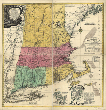 A Map of the Most Inhabited Part of New England, Containing the Provinces of Massachusets Bay and New Hampshire, With the Colonies of Conecticut and Rhode Island, Divided Into Counties and Townships; the Whole Composed from Actual Surveys and Its Situ... by Relic Map Company