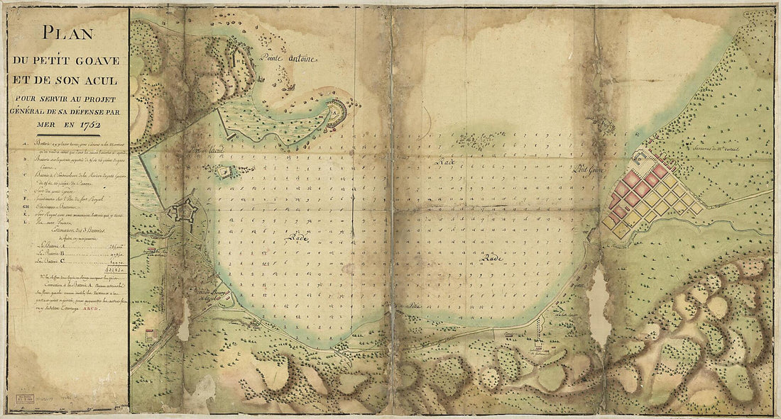 This old map of Plan Du Petit Goâve Et De Son Acul Pour Servir Au Projet Général De Sa Défense Par Mer En from 1752 was created by  in 1752
