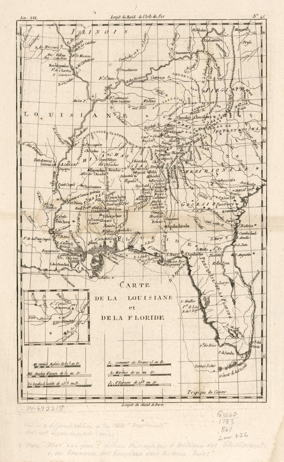 This old map of Carte De La Louisiane Et De La Floride from 1783 was created by Rigobert Bonne in 1783