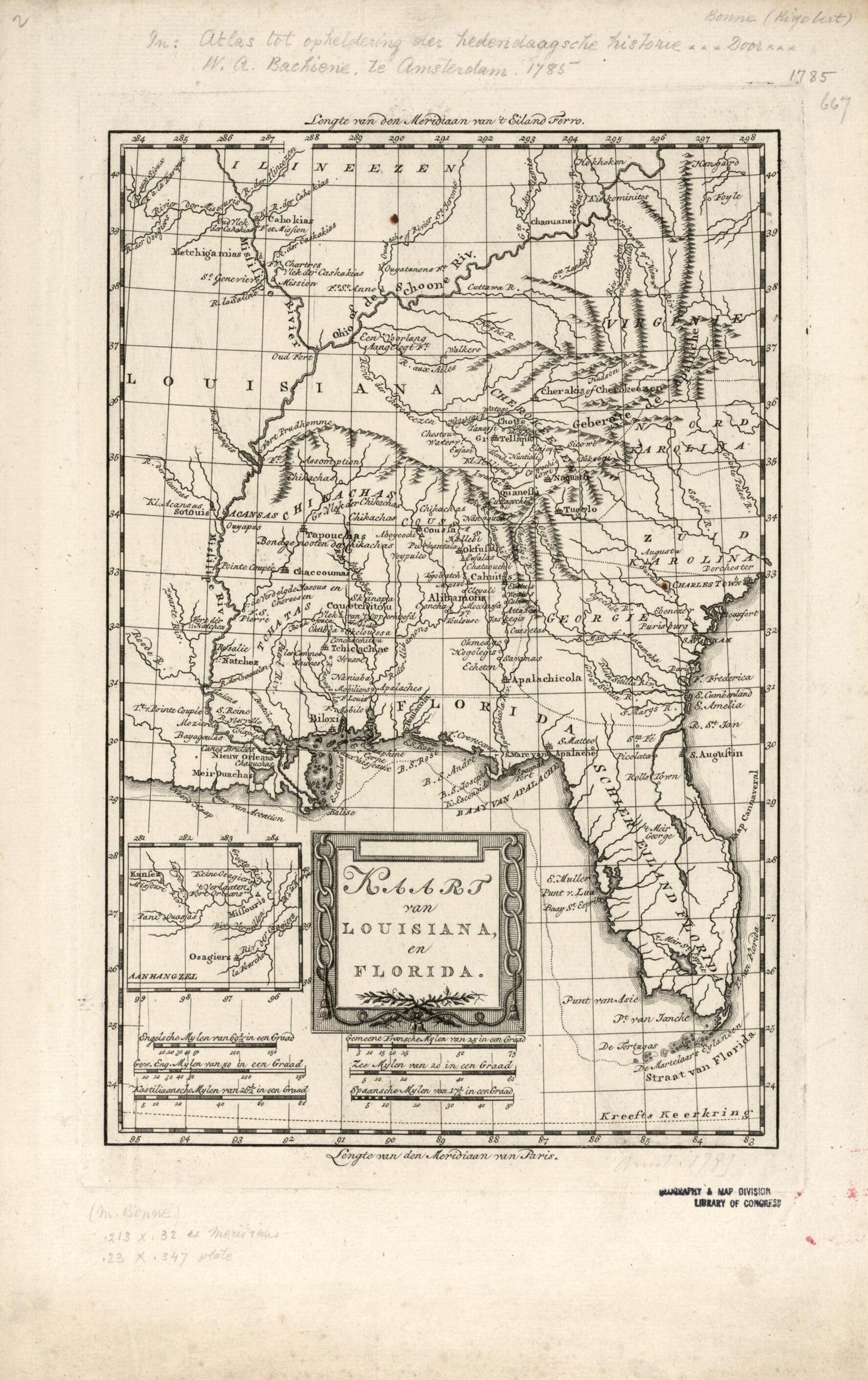 This old map of Kaart Van Louisiana, En Florida from 1785 was created by  in 1785