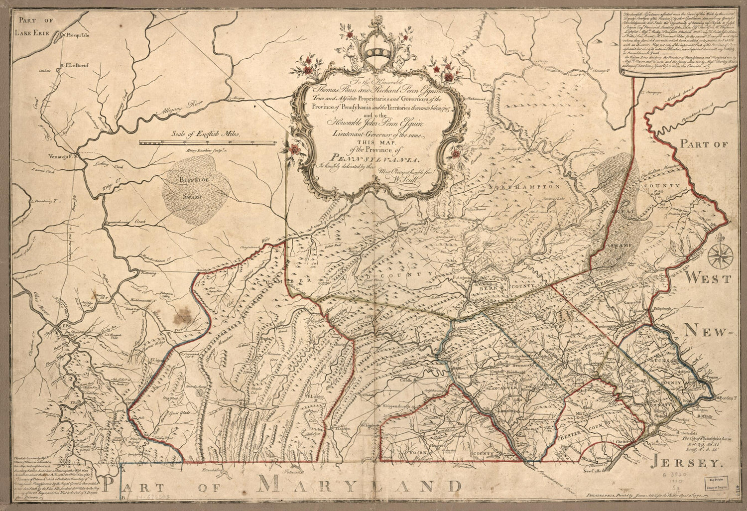 This old map of Governor of the Same, This Map. of the Province of Pennsylvania from 1770 was created by Henry Dawkins, James Nevil, William Scull in 1770