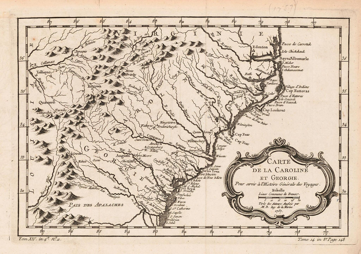 Carte De La Caroline Et Georgie 1780 by Relic Map Company