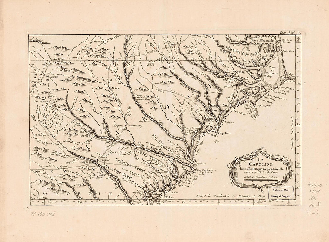 This old map of La Caroline Dans L&