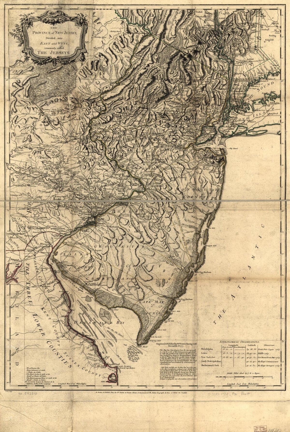 The Province of New Jersey, Divided Into East and West, Commonly Called the Jerseys in 1777 by Relic Map Company