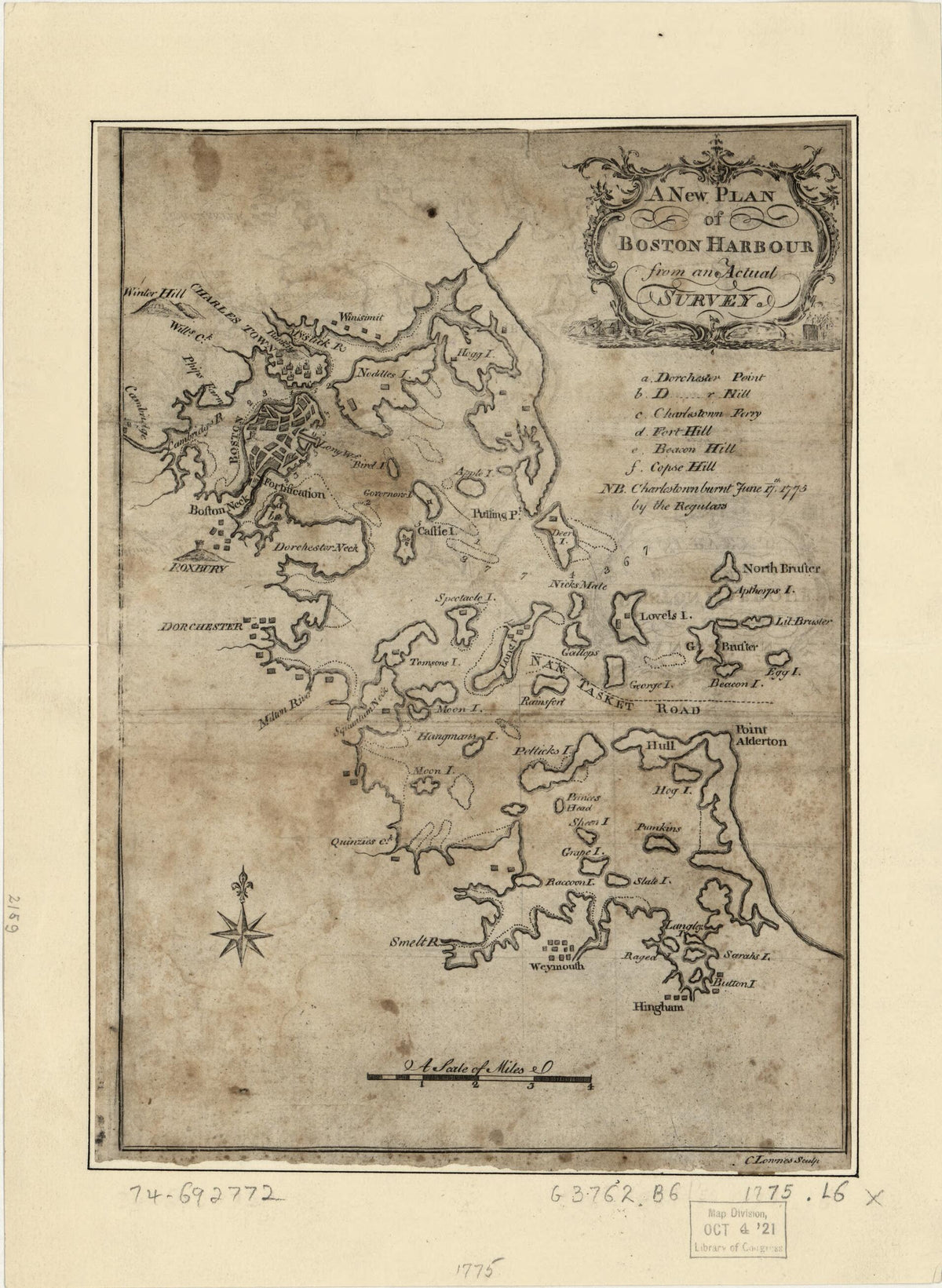 A New Plan of Boston Harbour from an Actual Survey 1775 by Relic Map Company