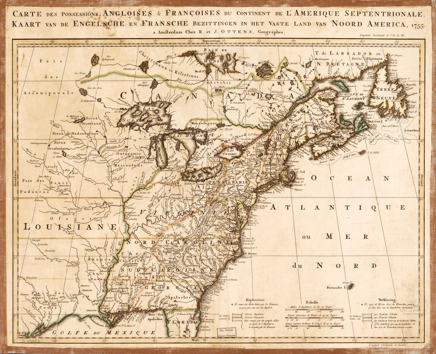 This old map of Carte Des Possessions Angloises &amp; Françoises Du Continent De L&