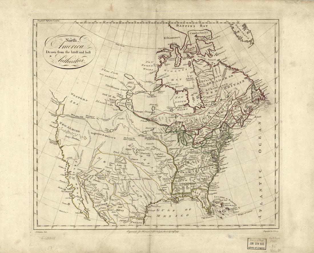 This old map of North America Drawn from the Latest and Best Authorities from 1787 was created by John Harrison, Thomas Kitchin, Garnet Terry in 1787