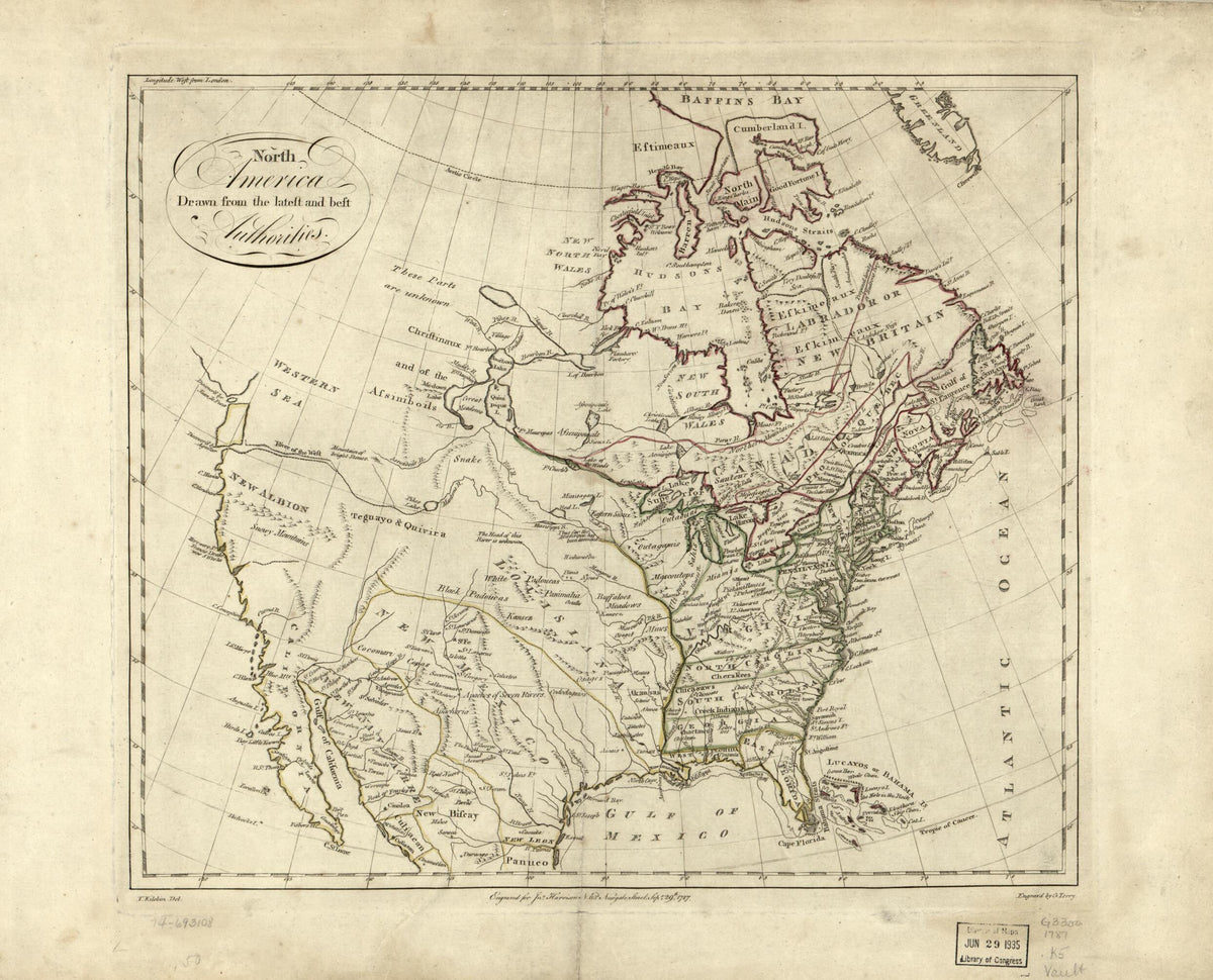North America Drawn from the Latest and Best Authorities 1787 by Relic Map Company