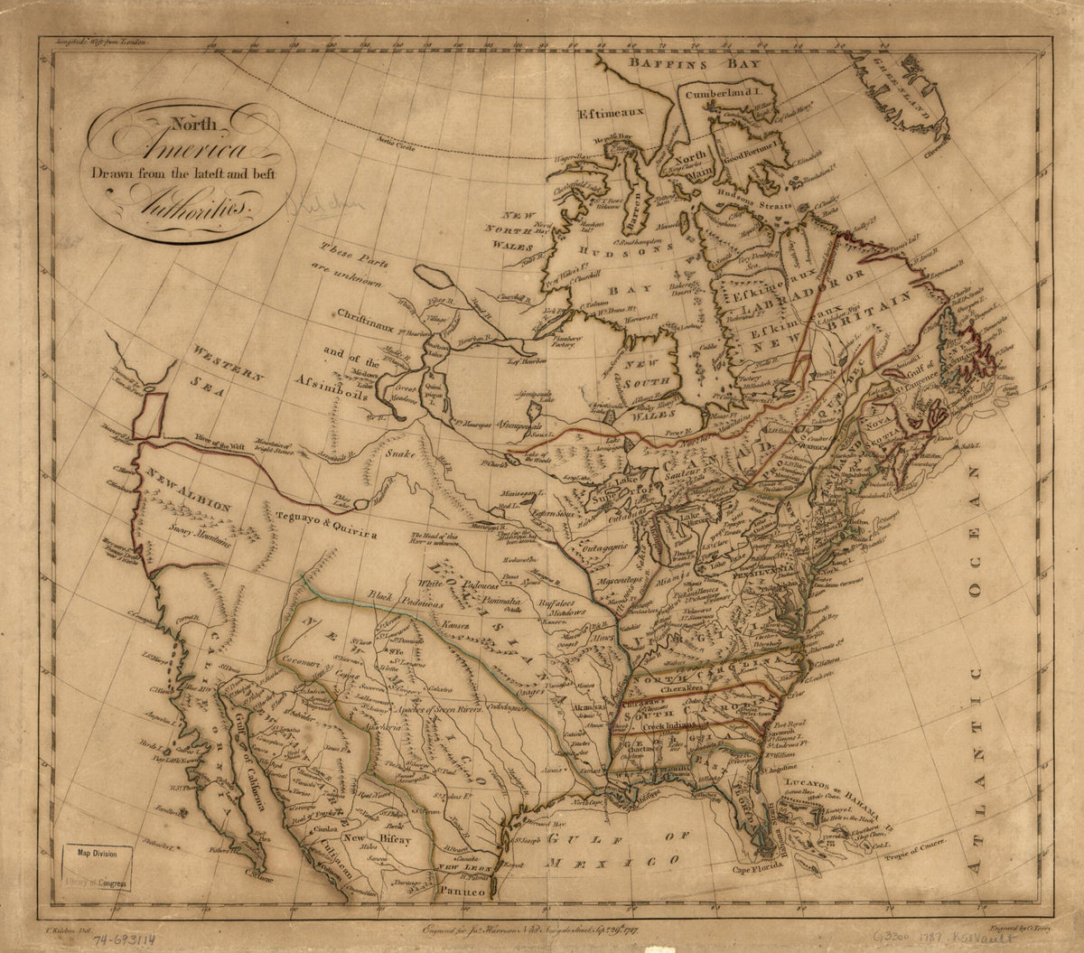 North America Drawn from the Latest and Best Authorities 1787 by Relic Map Company