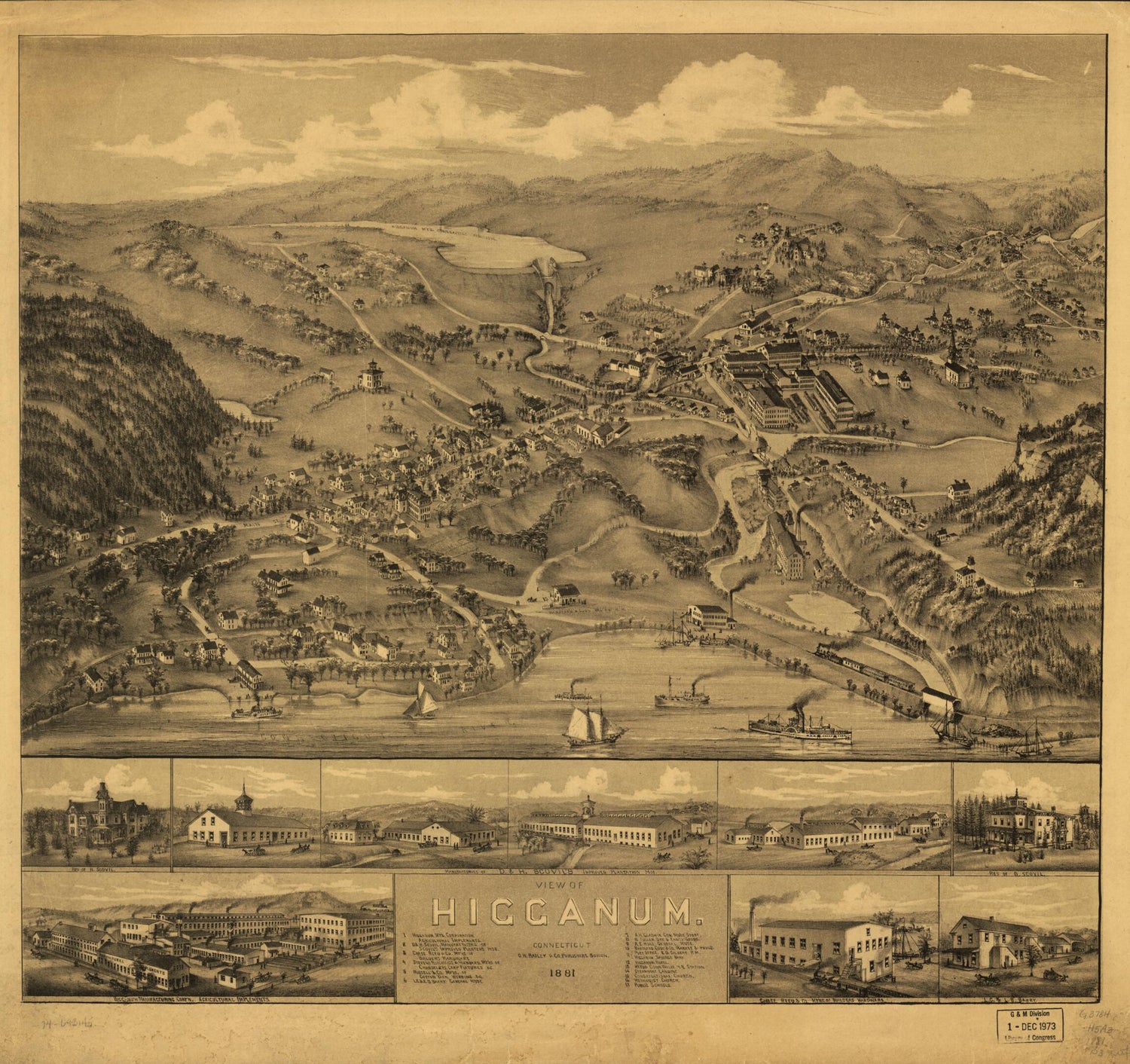 This old map of View of Higganum, Connecticut from 1881 was created by  O.H. Bailey &amp; Co in 1881