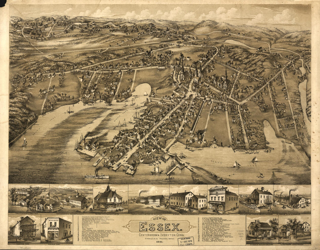 This old map of View of Essex, Centerbrook &amp; Ivoryton, Connecticut from 1881 was created by  O.H. Bailey &amp; Co in 1881