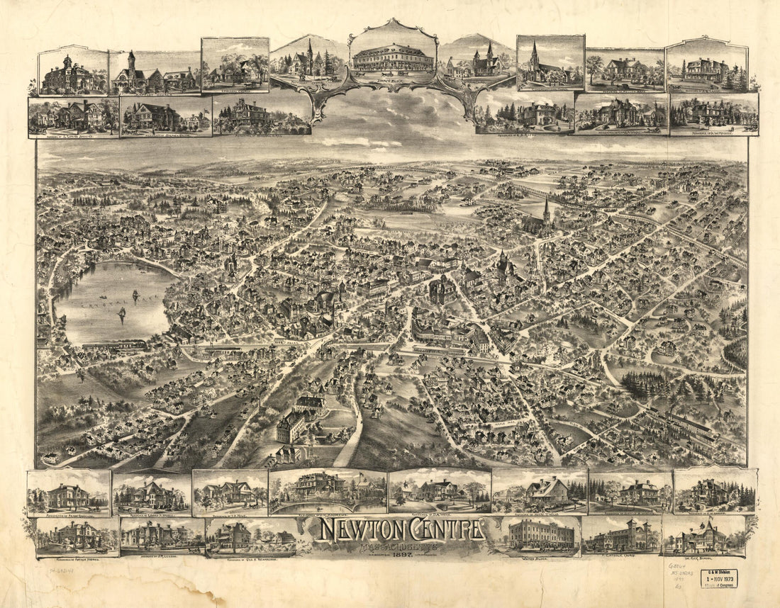 This old map of Newton Centre, Massachusetts from 1897 was created by  O.H. Bailey &amp; Co in 1897