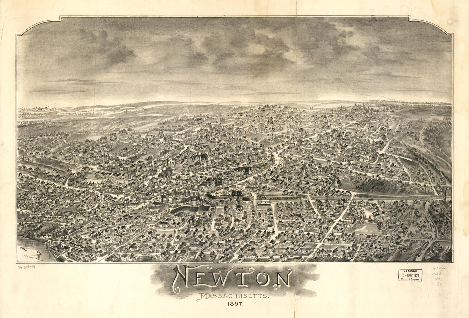 This old map of Wards 1 and 7, Newton, Massachusetts from 1897 was created by  O.H. Bailey &amp; Co in 1897