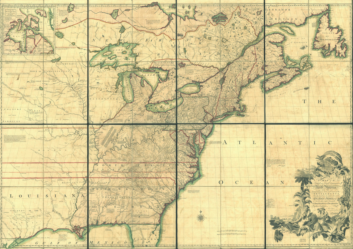 A Map of the British and French Dominions In North America With the Roads, Distances, Limits, and Extent of the Settlements, Humbly Inscribed to the Right Honourable the Earl of Halifax, and the Other Right Honourable the Lords Commissioners for Trade... by Relic Map Company