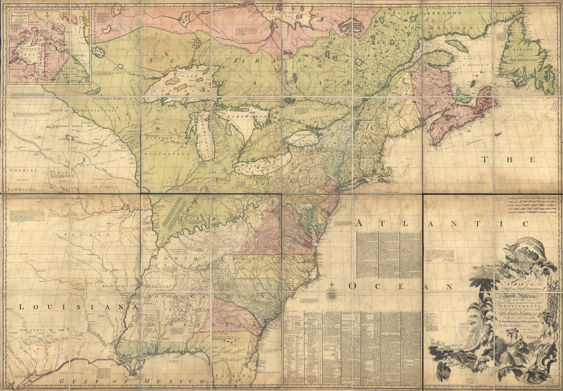 This old map of A Map of the British and French Dominions In North America, With the Roads, Distances, Limits, and Extent of the Settlements, Humbly Inscribed to the Right Honourable the Earl of Halifax, and the Other Right Honourable the Lords Commissio