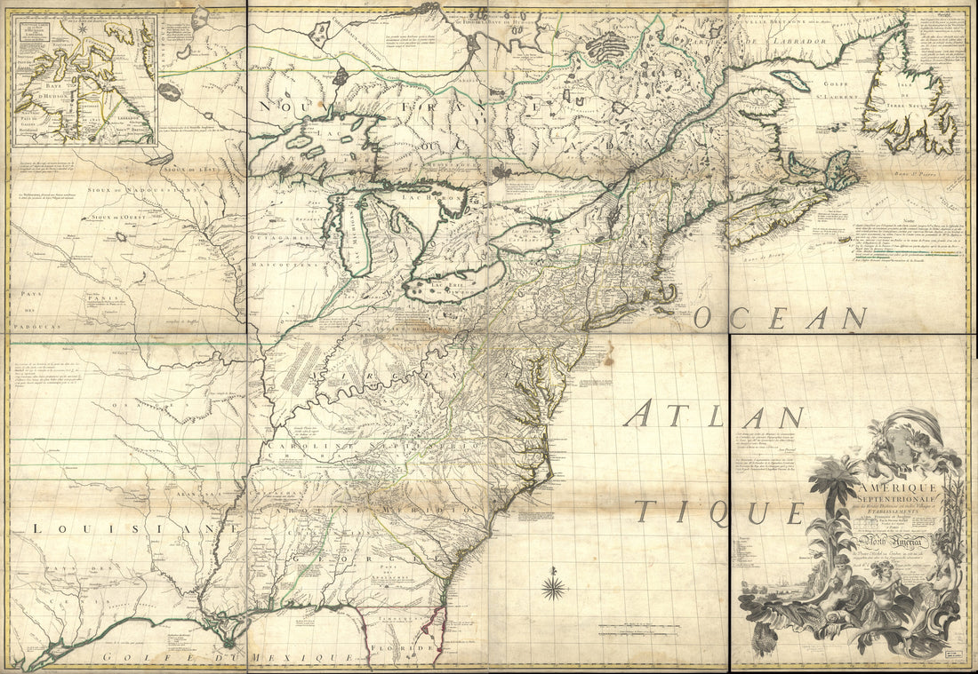 This old map of Amérique Septentrionale Avec Les Routes, Distances En Miles, Villages Et Etablissements François Et Anglois from 1756 was created by  Louis, John Mitchell in 1756