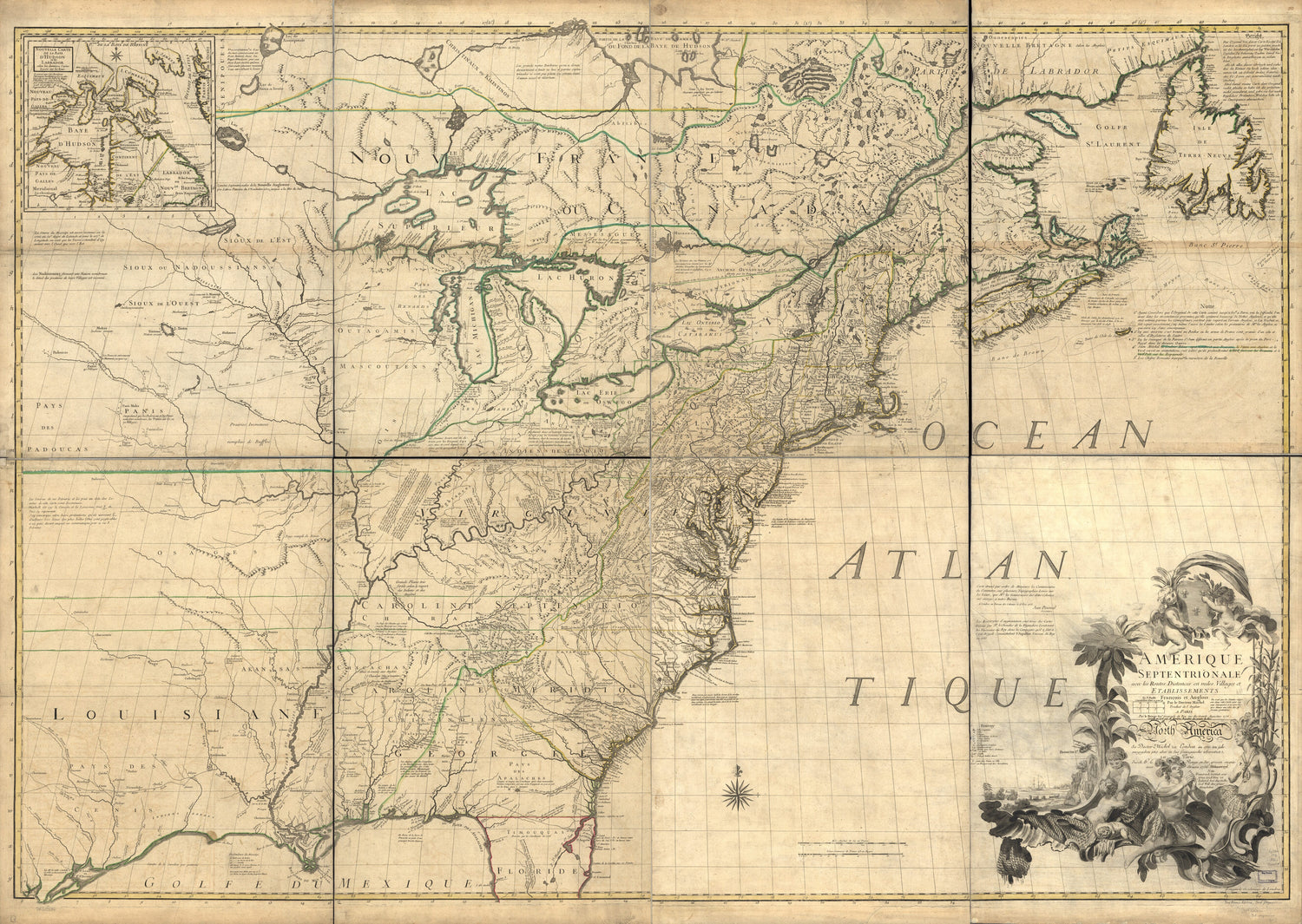 This old map of Amérique Septentrionale Avec Les Routes, Distances En Miles, Villages Et Etablissements François Et Anglois from 1792 was created by M. Hawkins,  Louis, John Mitchell in 1792