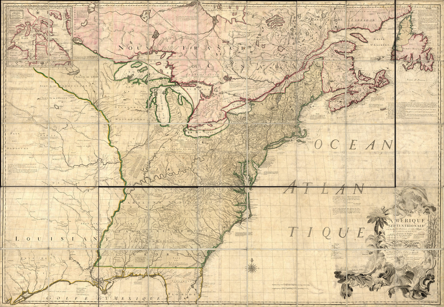 Amérique Septentrionale Avec Les Routes, Distances En Miles, Villages, Et Etablissements François Et Anglois in 1777 by Relic Map Company