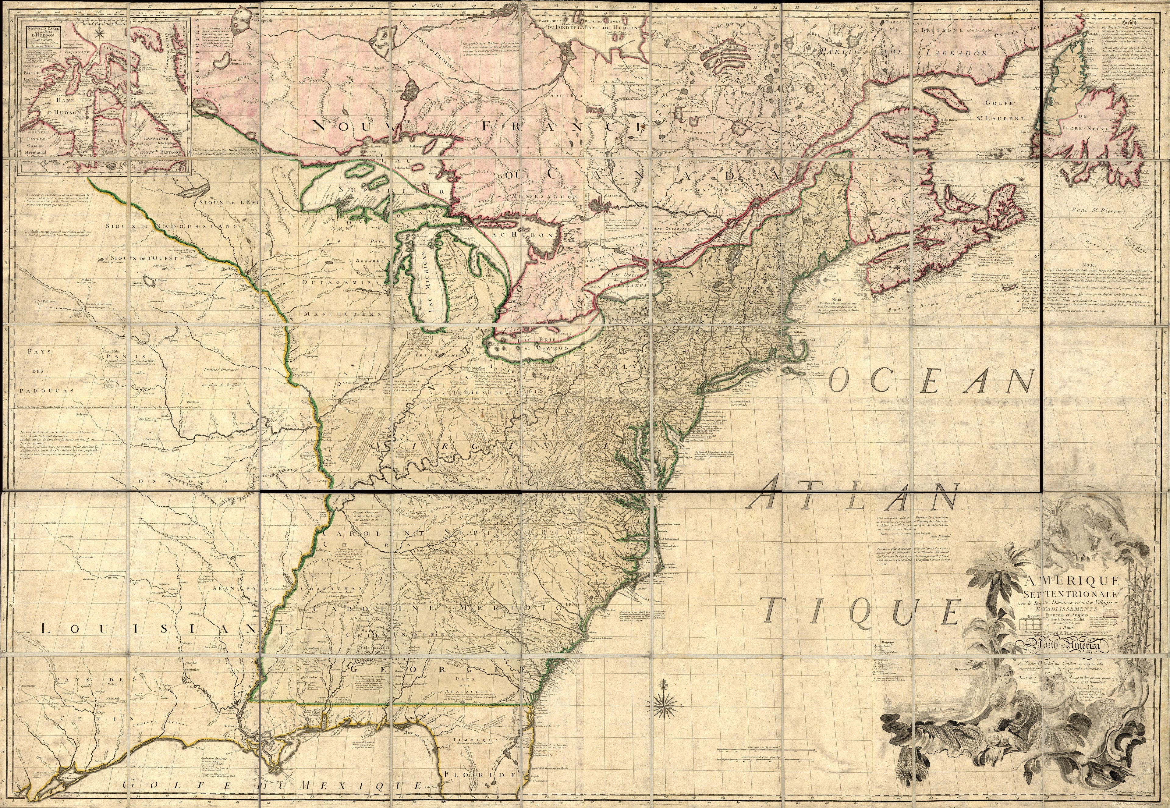 Amérique Septentrionale Avec Les Routes, Distances En Miles, Villages, Et Etablissements François Et Anglois in 1777 by Relic Map Company