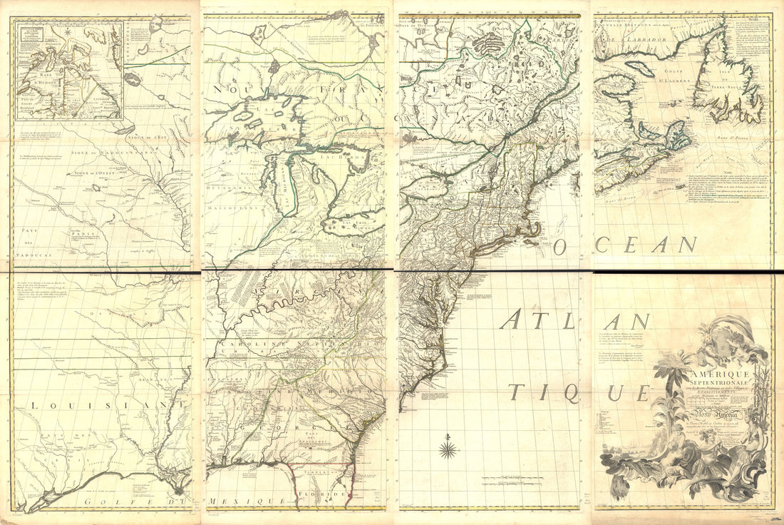 Amérique Septentrionale Avec Les Routes, Distances En Miles, Villages Et Etablissements François Et Anglois in 1777 by Relic Map Company