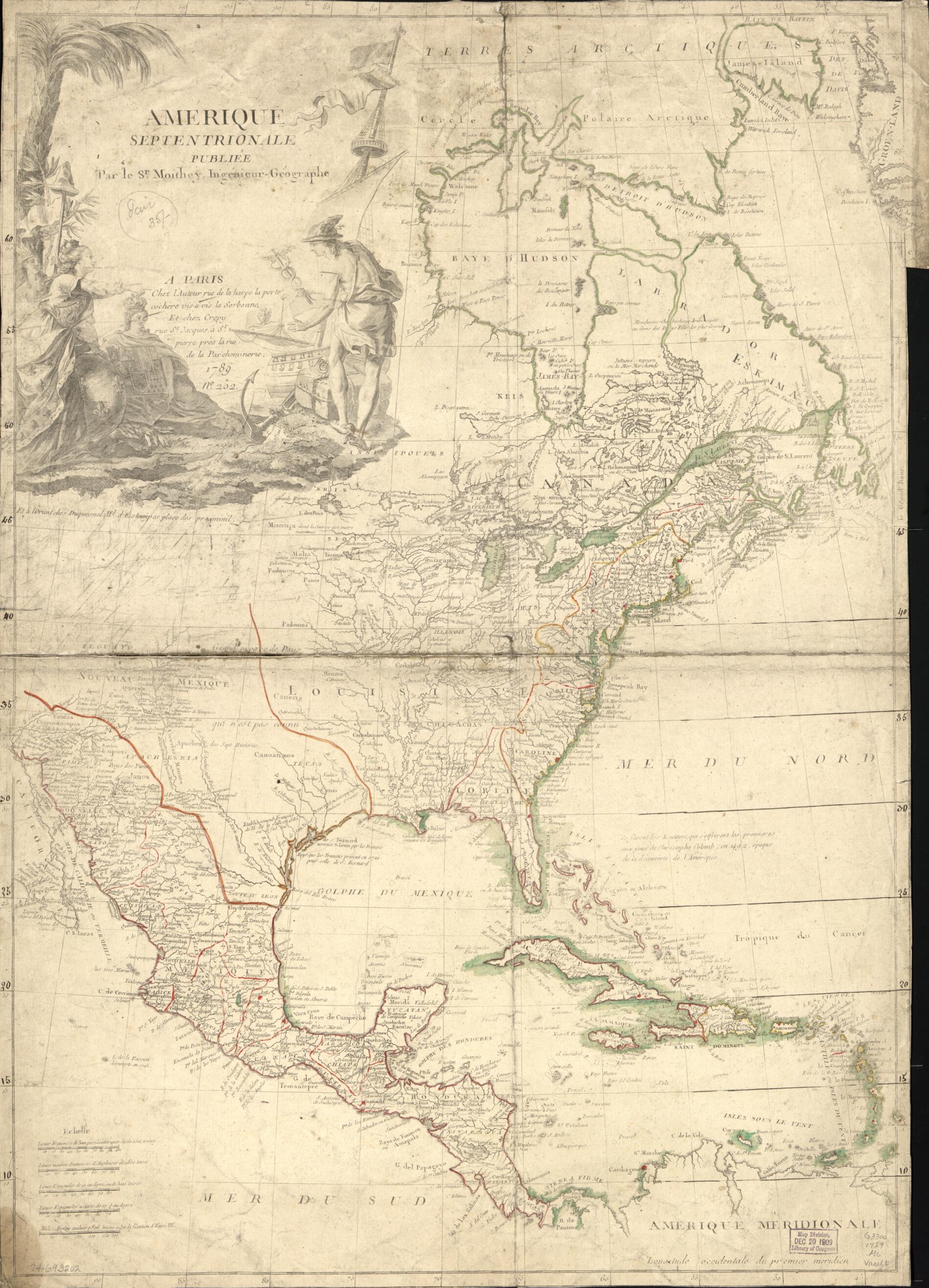 This old map of Amérique Septentrionale from 1789 was created by  Crépy (Firm), Maurille Antoine Moithey in 1789