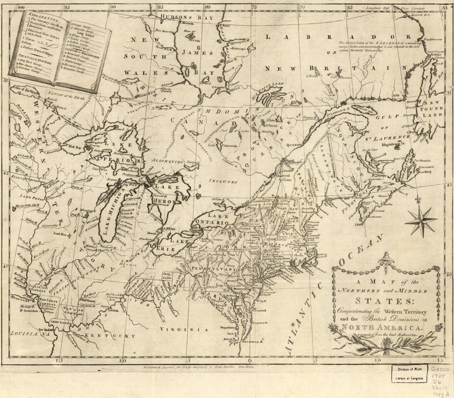 This old map of A Map of the Northern and Middle States; from 1789 was created by Amos Doolittle in 1789