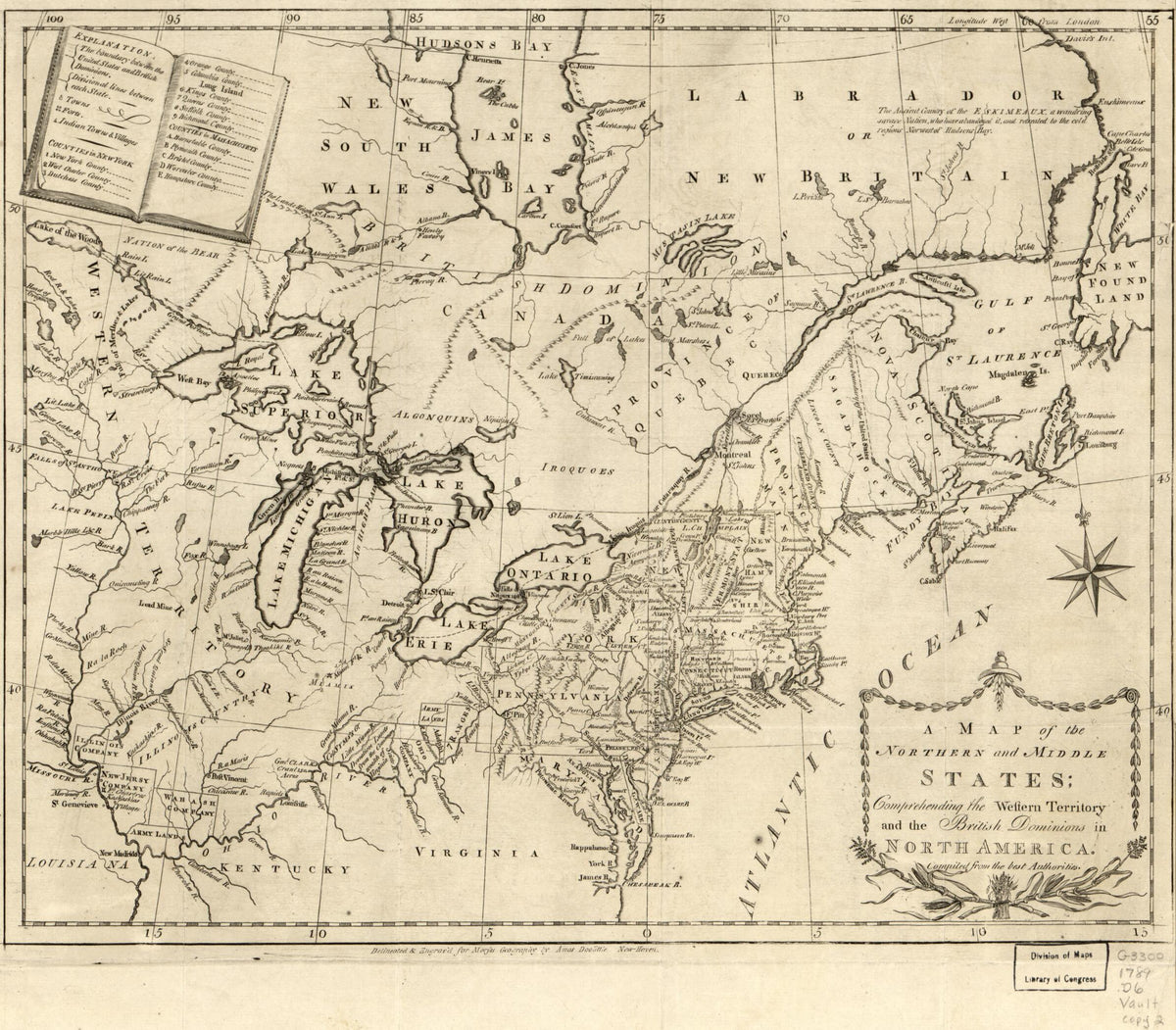 A Map of the Northern and Middle States; 1789 by Relic Map Company
