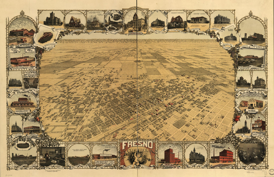 This old map of Fresno, California from 1901 was created by  Britton &amp; Rey, L. W. Klein in 1901
