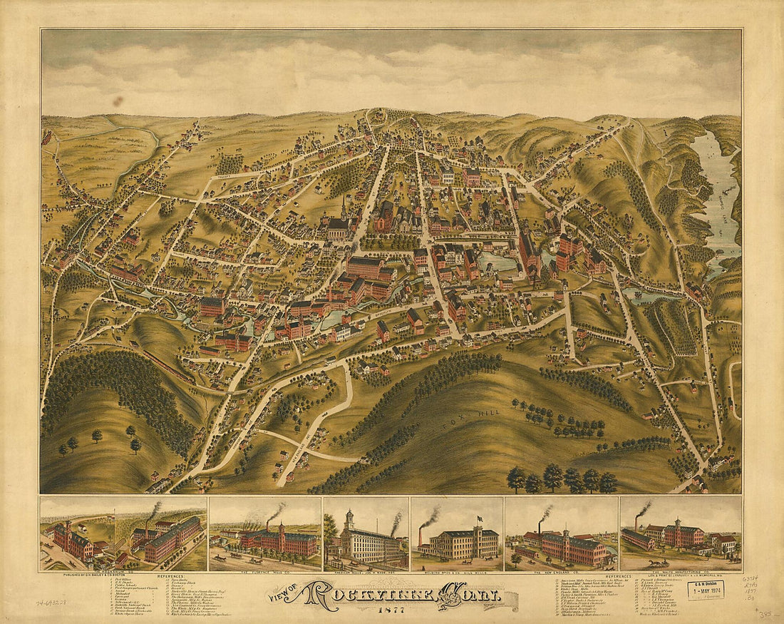 This old map of View of Rockville, Connecticut from 1877 was created by  J. Knauber &amp; Co,  O.H. Bailey &amp; Co in 1877