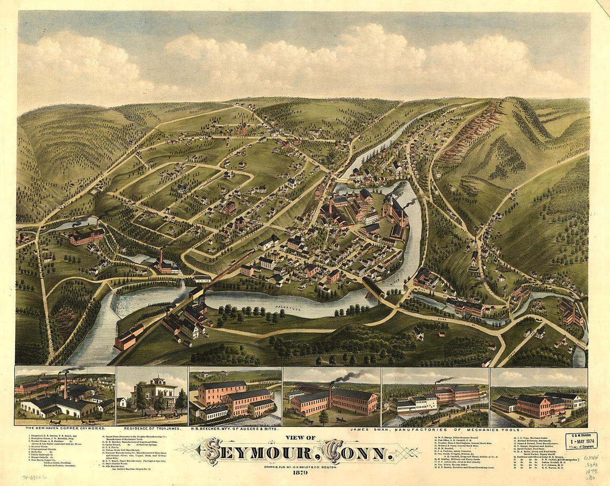 View of Seymour, Connecticut 1879 by Relic Map Company