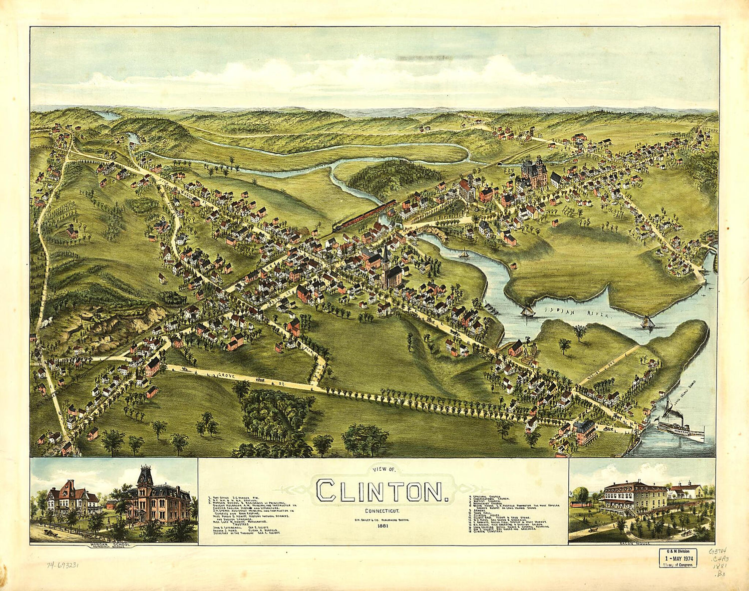 This old map of View of Clinton, Connecticut from 1881 was created by  O.H. Bailey &amp; Co in 1881