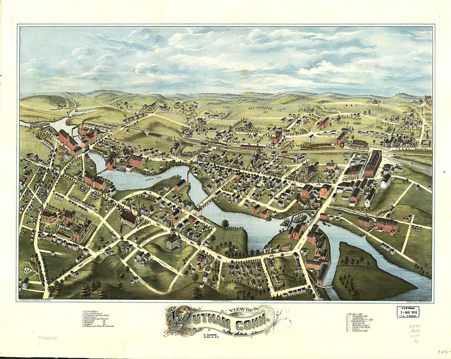 This old map of View of Putnam, Connecticut from 1877 was created by  C.H. Vogt (Firm),  J. Knauber &amp; Co,  O.H. Bailey &amp; Co in 1877