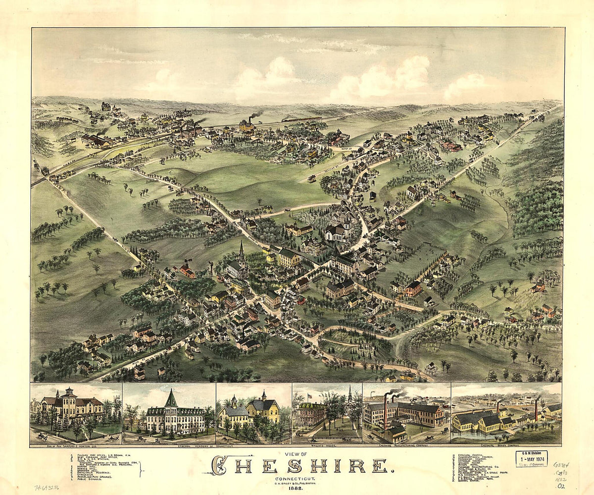 View of Cheshire, Connecticut 1882 by Relic Map Company