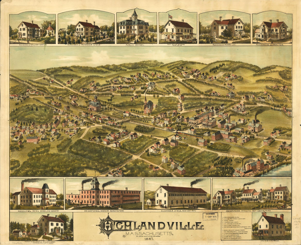Highlandville, Massachusetts 1887 by Relic Map Company