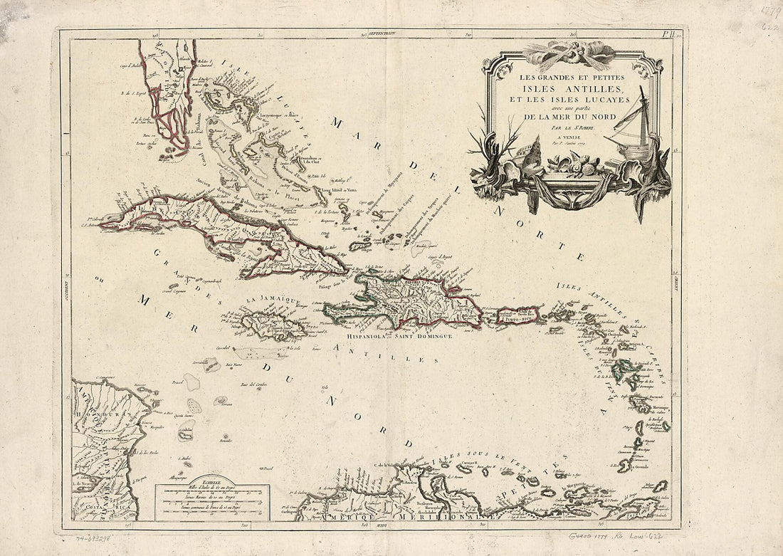 Les Grandes Et Petites Isles Antilles, Et Les Isles Lucayes Avec Une Partie De La Mer Du Nord 1779 by Relic Map Company
