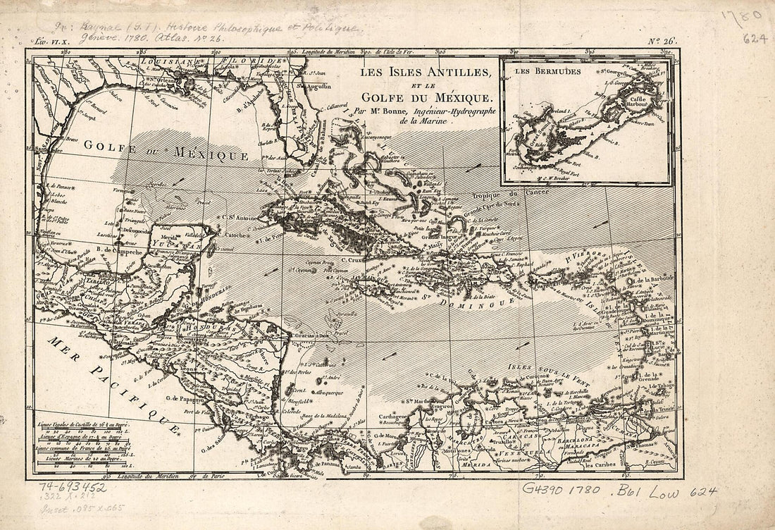 Les Isles Antilles, Et Le Golfe Du Méxique 1780 by Relic Map Company