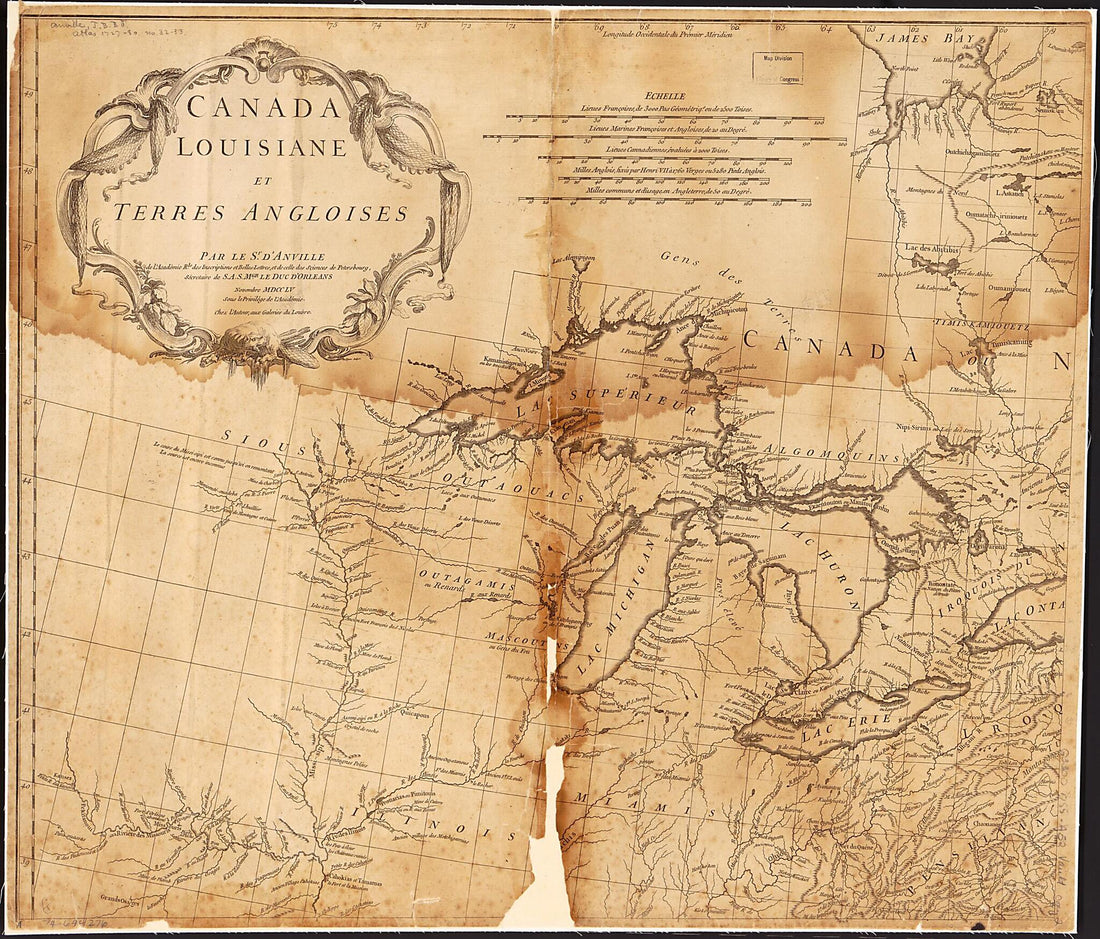 This old map of Canada, Louisiane Et Terres Angloises Par Le Sr. D&
