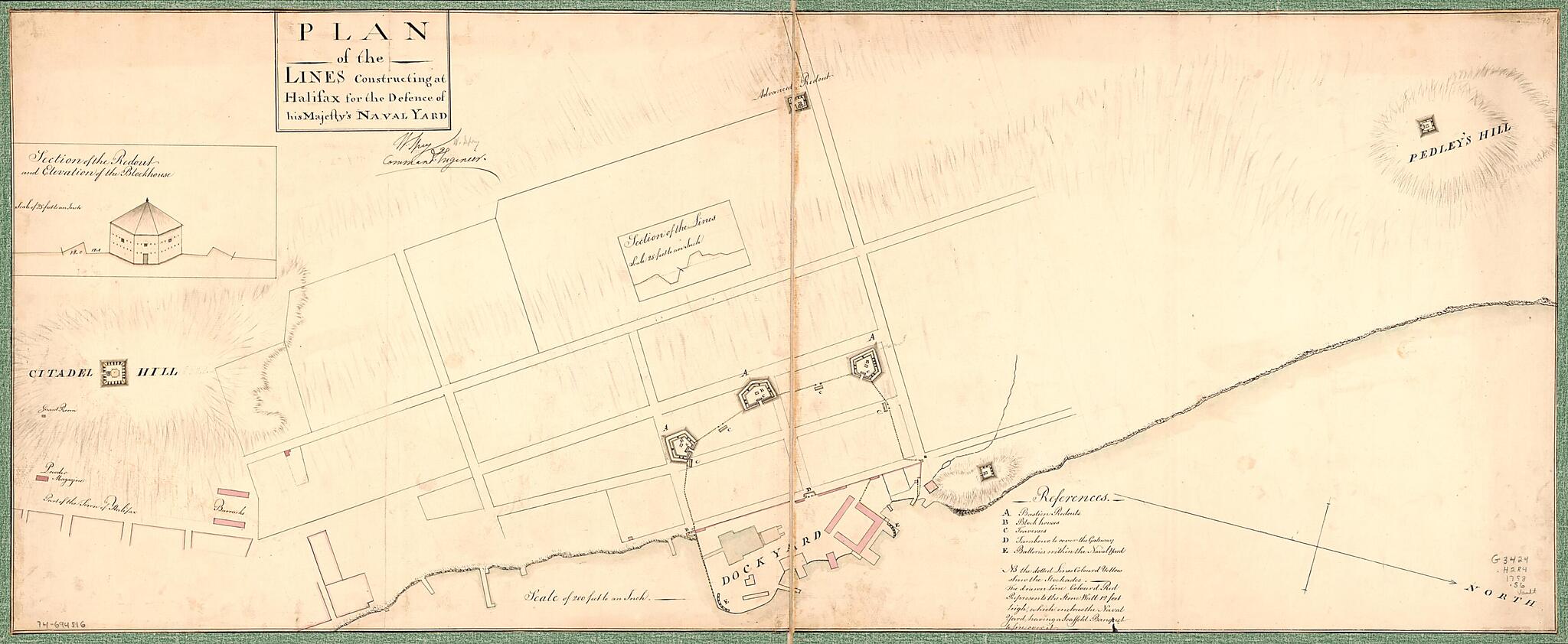 This old map of Plan of the Lines Constructing at Halifax for the Defense of His Majesty&