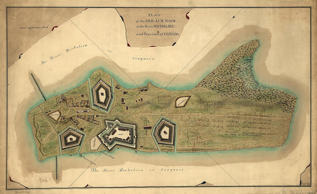 This old map of Plan of the Isle Aux Noix, In the River Richelieu, and Province of Canada from 1760 was created by Thomas Walker in 1760