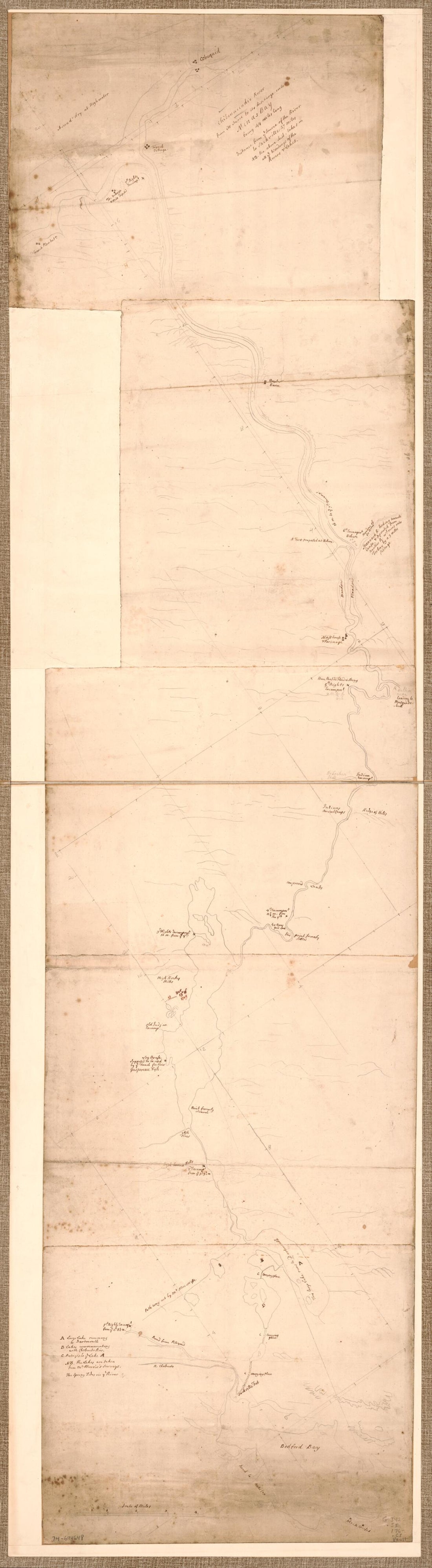 This old map of Chibenaccadie River from Its Source to Its Discharge Into Minas Bay, Being 44 Miles Long from 1760 was created by  in 1760